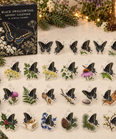 24-Day Black Swallowtail Butterfly Acrylic Charm Advent Calendar — Elegant Butterfly Countdown Set For Gifts, Diy Jewelry & Collectors