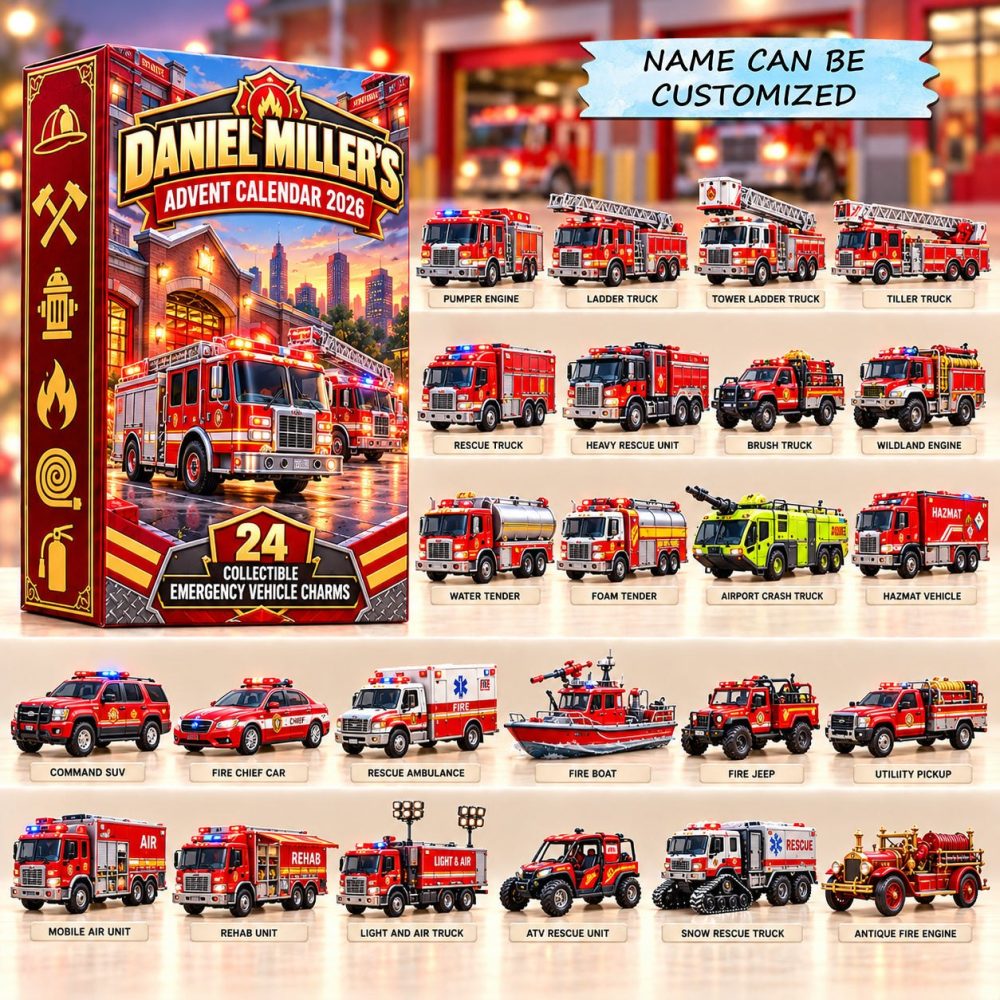 2026 Blaze Fleet Countdown - 24-Day Crocheted Advent Calendar With Acrylic Charms, Complete Rescue Vehicle Set For Kids