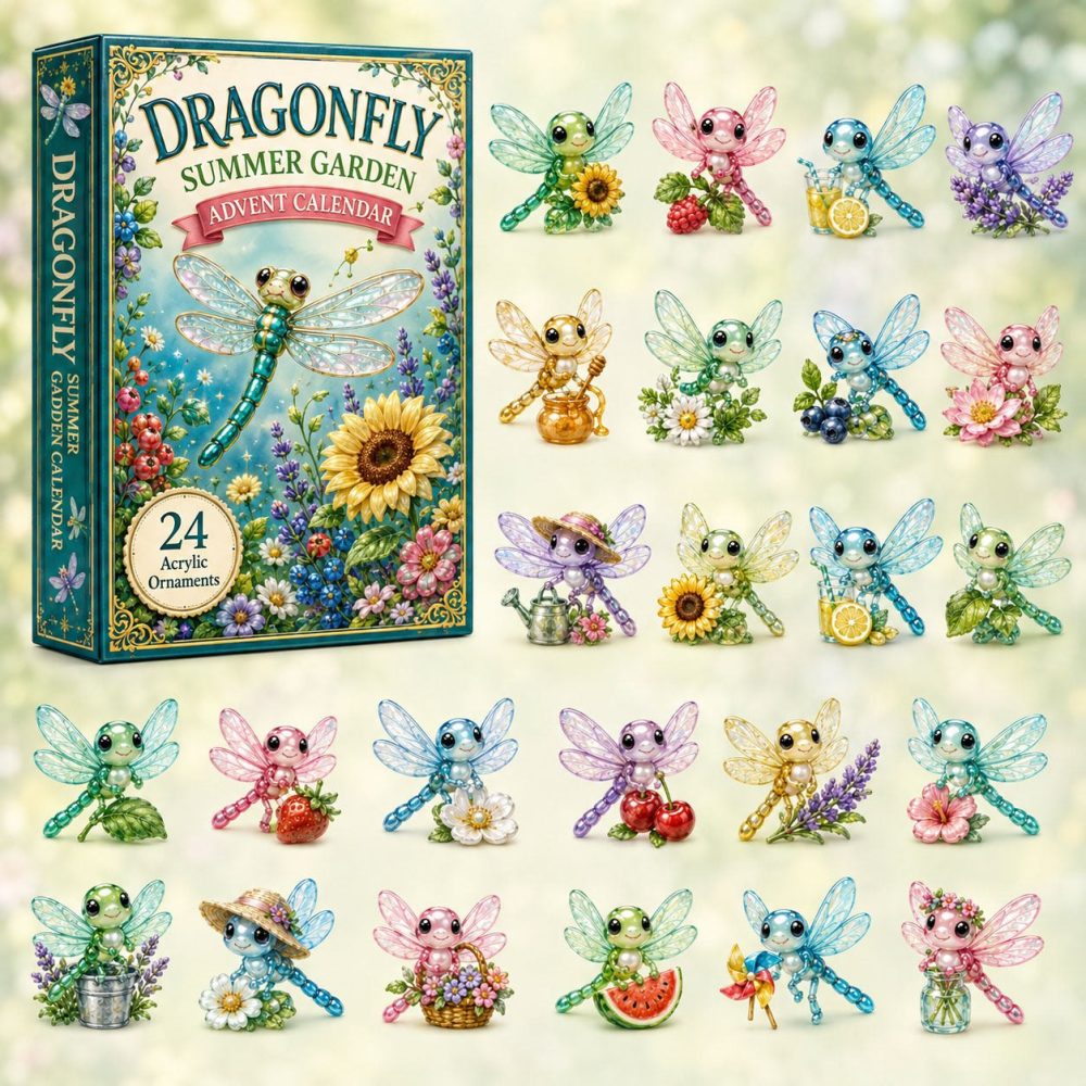 Dragonfly Bloom Countdown 2026 — 24-Day Acrylic Charm Calendar With Delicate Dragonfly & Floral Designs, Gift Ready For Nature Fans