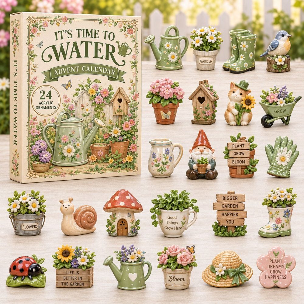 Blooming Garden 24-Day Countdown 2026 — Floral Acrylic Charm Advent Calendar, Botanical Gift For Gardeners & Crafters