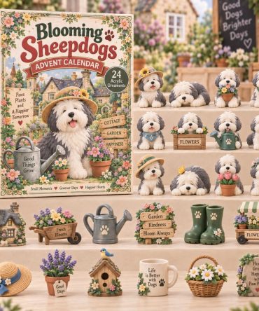 Blooming Sheepdogs Advent Countdown 2026 — 24-Day Floral Sheepdog Acrylic Charm Calendar, Perfect Gift For Dog & Garden Fans