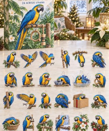 Blue-And-Gold Macaw 24-Piece Acrylic Charm Advent Countdown — Vibrant Parrot Gift Set For Holiday Surprises & Collectors