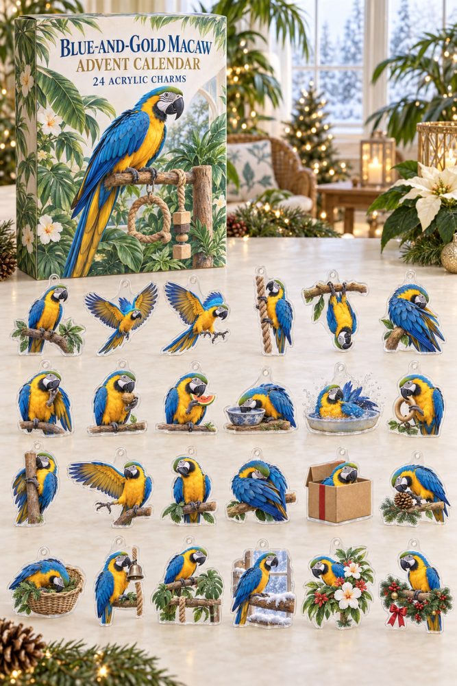 Blue-And-Gold Macaw 24-Piece Acrylic Charm Advent Countdown — Vibrant Parrot Gift Set For Holiday Surprises & Collectors