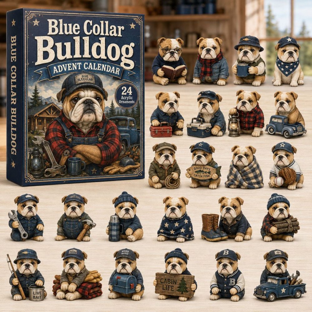 2026 Bulldog Holiday Countdown — 24-Day Collectible Acrylic Charms Advent Calendar, Blue-Collar Dog Gift, Limited Edition