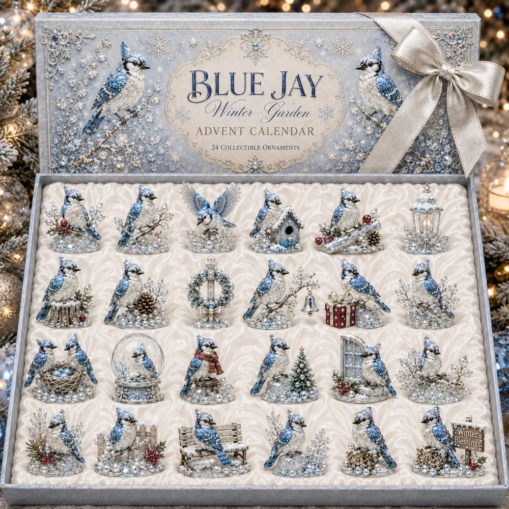 Blue Jay Collector'S Advent Calendar 2026 - 24-Day Christmas Countdown With Acrylic Bird Charms, Festive Home Decor & Gift