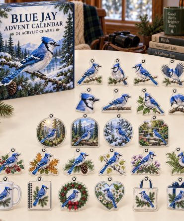 Blue Jay Acrylic Charm Advent Set — 24-Day Holiday Ornaments, Collectible Bird Charm Pack For Gifts & Decorations