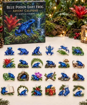 Blue Poison Dart Frog Charm Countdown — 24-Day Acrylic Amphibian Charm Set For Tropical Lovers & Gifts