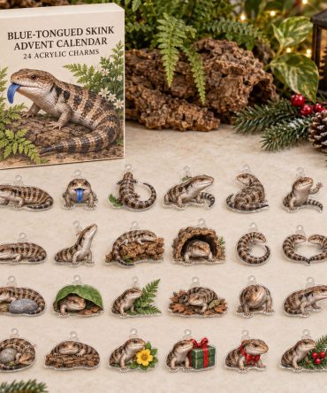 Blue-Tongued Skink 24-Day Acrylic Charm Countdown Calendar — Reptile Lover Gift Set With Collectible Skink Charms For Crafts & Displays
