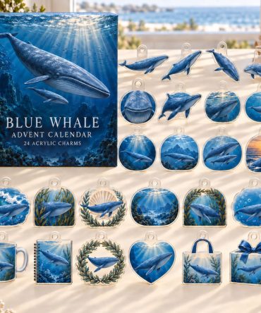 24-Day Blue Whale Acrylic Charm Advent Countdown — Premium Ocean-Themed Holiday Calendar Gift Set For Whale Collectors