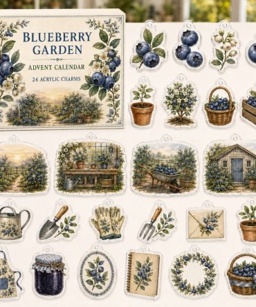 Blueberry Charm Advent Calendar — 24 Acrylic Mini Charms For Berry Lovers & Gardeners , Holiday Countdown Gift Set