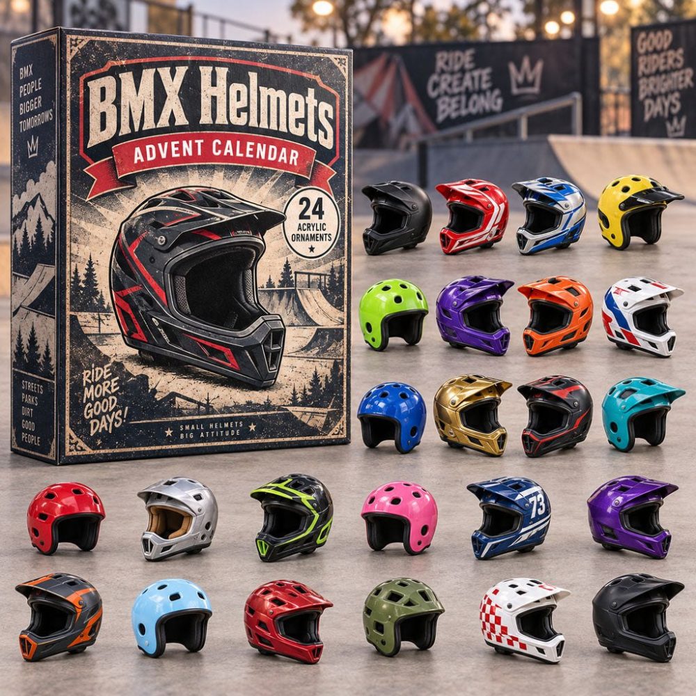 2026 Bmx Helmet Advent Calendar — 24 Collectible Acrylic Helmet Charms, Safety-Themed Countdown Gift For Bmx Fans