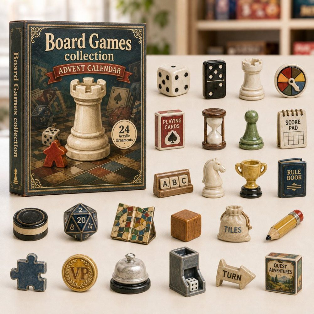 Epic Board Game Kingdom 24-Day Holiday Countdown Calendar 2026 — Acrylic Charms, Collectible Miniatures & Gift For Gamers