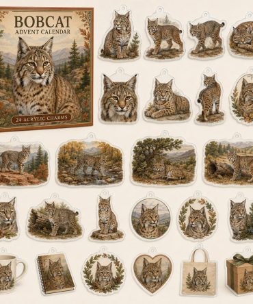 Bobcat Holiday Countdown Set — 24 Durable Acrylic Charms For Advent, Tree Decor & Gifts For Nature And Cat Enthusiasts