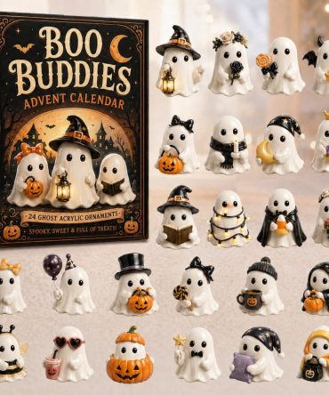 Boo Buddies Night 24-Day Countdown Calendar With 24 Acrylic Charms — 2026 Spooky Night Theme Gift-Ready Decor For Families