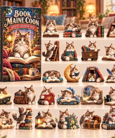 2026 Maine Coon Book Lover 24-Day Advent Countdown With Cat Acrylic Charms - Cozy Reading & Cat Mom Holiday Gift Calendar, Limited