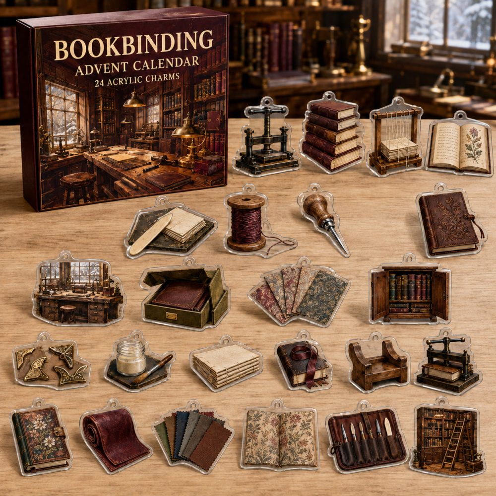 Bookbinding Holiday Countdown Kit: 24 Detailed Acrylic Charms For Craftspeople - Perfect Advent Gift For Bookbinders, Journaling & Diy Lovers