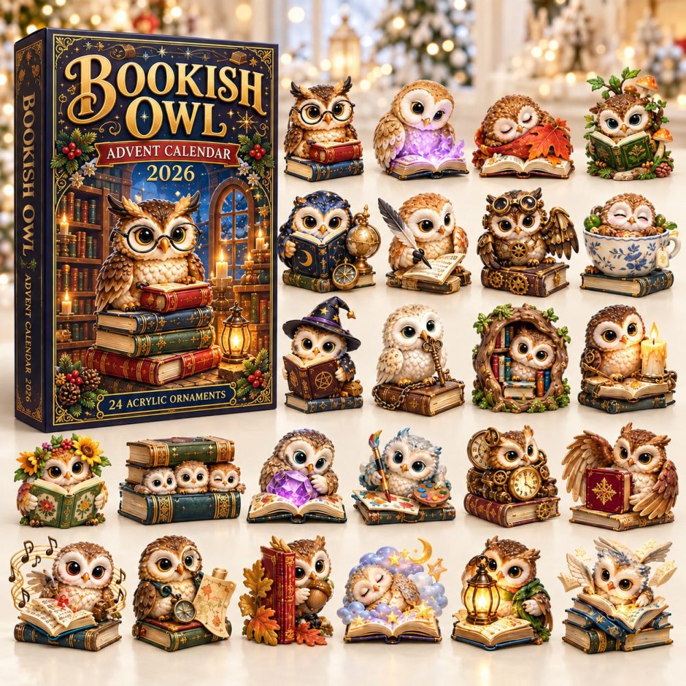 Bookish Owl 24-Day Literary Advent Calendar With Acrylic Charms - Reading Challenge Countdown Gift For Book Lovers 2026