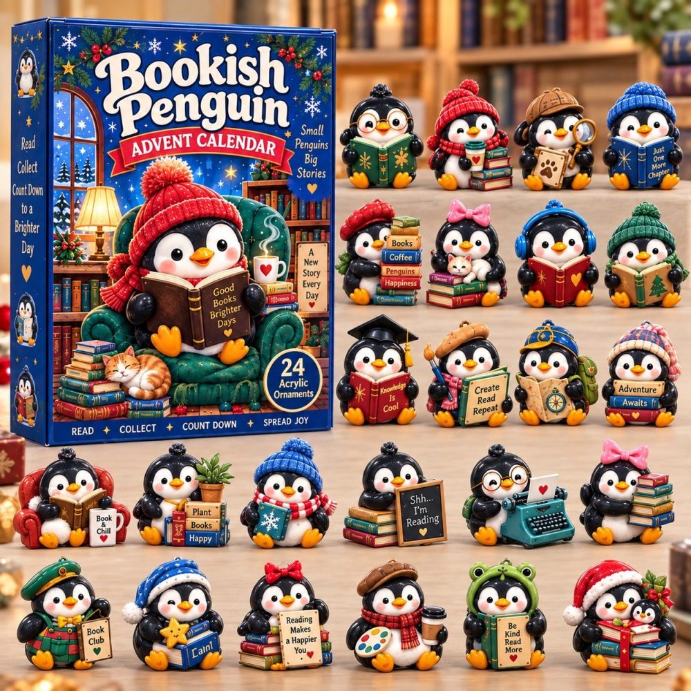 Bookish Penguin Club 24-Day Holiday Advent Calendar With Acrylic Charms — 2026 Reader’S Countdown & Gift For Book Lovers