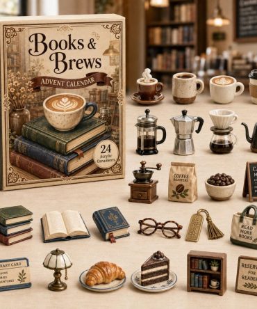 Curated Books & Brews Holiday Countdown — 24-Day Collectible Acrylic Charms, Booklover Gift Set 2026