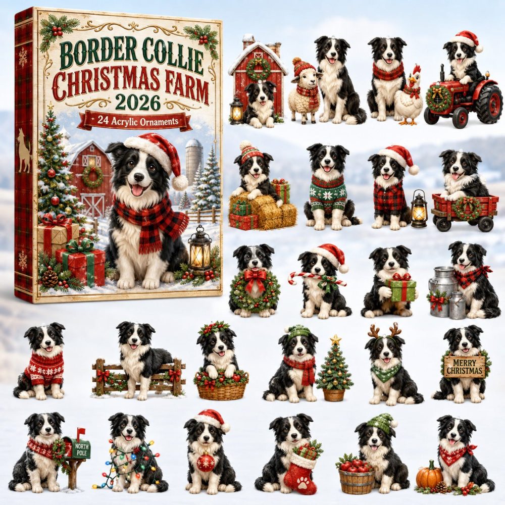 Holiday Farm Border Collie Countdown 2026: 24 Charming Acrylic Keepsakes — Festive Dog-Themed Advent Gift For Fans & Families