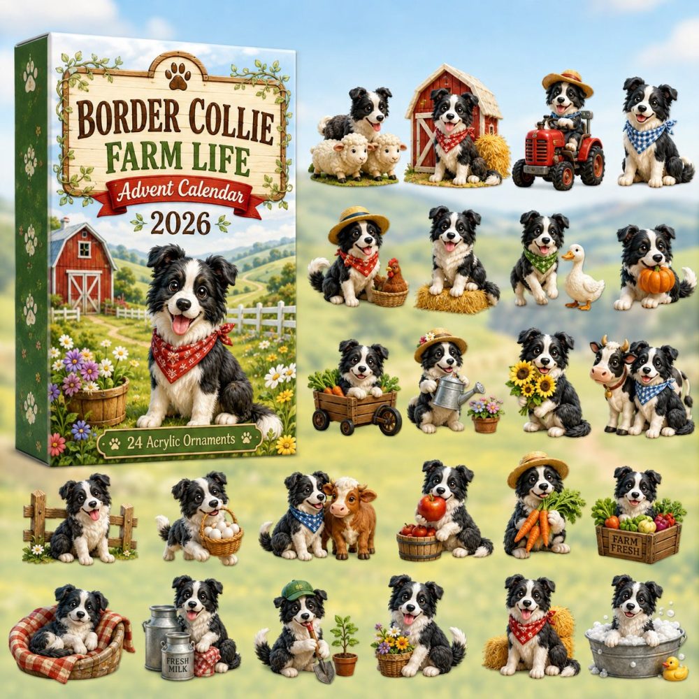 2026 Farm Life Border Collie Countdown: 24-Day Acrylic Charm Calendar — Rustic Dog Lover Holiday Gift With Collectible Keepsakes