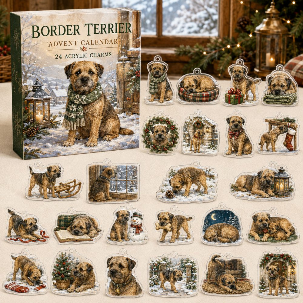 Border Terrier Acrylic Charm Advent Calendar — 24 Holiday Dog Charms , Cute Christmas Countdown Gift For Border Terrier Fans