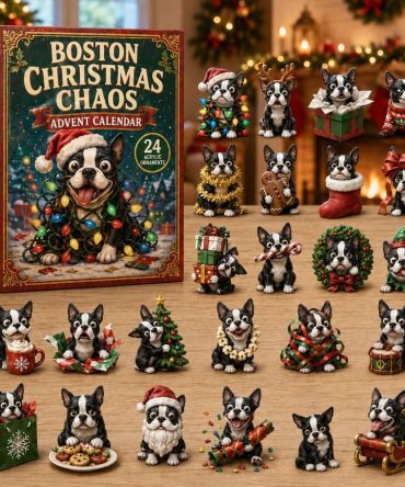 Boston Christmas Chaos 2026 Advent — 24-Day Countdown With Acrylic Charms, Hilarious Boston Terrier Holiday Gift & Decor