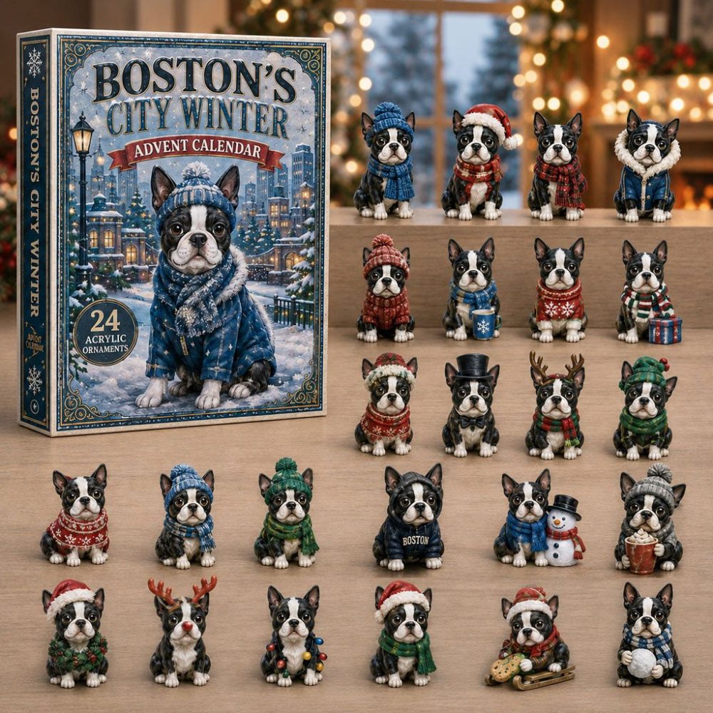 Boston City Winter 2026 Advent Calendar — 24-Day Holiday Countdown With Acrylic Charms, Scenic City & Terrier Collectible Gift