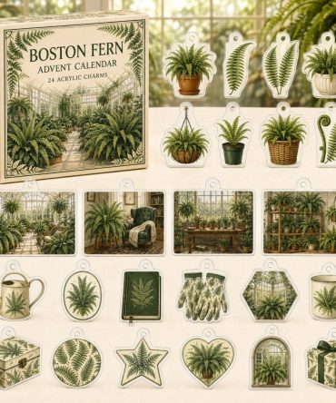 Boston Fern 24-Day Acrylic Charm Holiday Countdown - Plant Lover Gift, Mini Charms & Home Decor