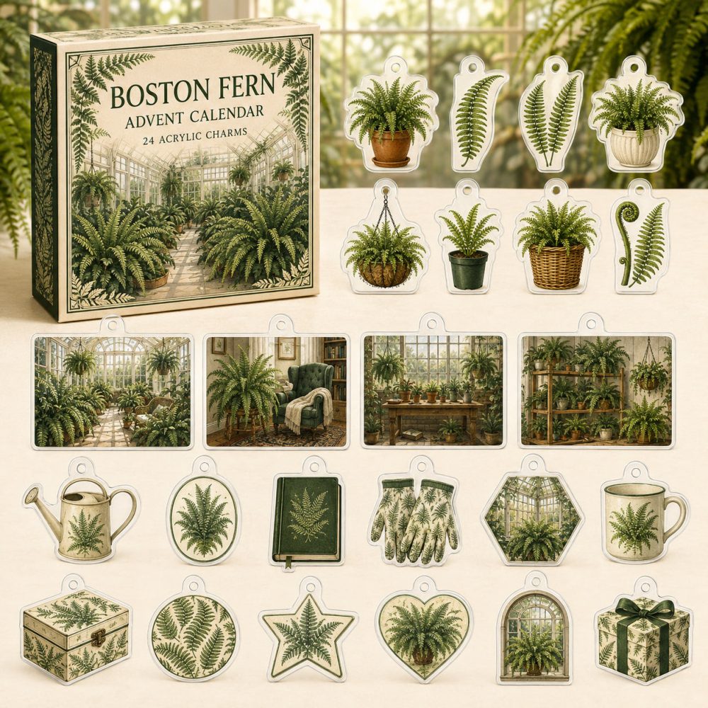 Boston Fern 24-Day Acrylic Charm Holiday Countdown - Plant Lover Gift, Mini Charms & Home Decor