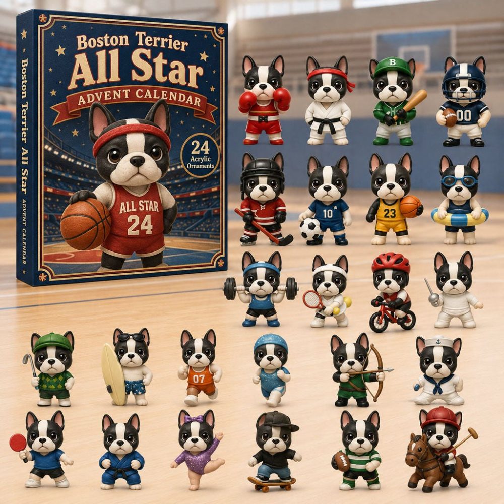 Boston Terrier All-Star Holiday Countdown 2026 - 24-Day Advent Calendar With Acrylic Sports & Dog Charms