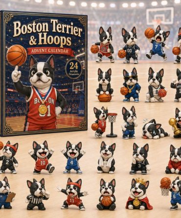 Boston Terrier Hoops Holiday Countdown 2026 - 24-Day Advent Calendar With Acrylic Basketball Charms