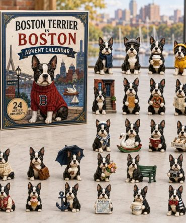 Boston Terrier In Boston 2026 Advent Calendar — 24-Day Countdown With Acrylic Charms, Boston City-Themed Dog Gift & Collectible