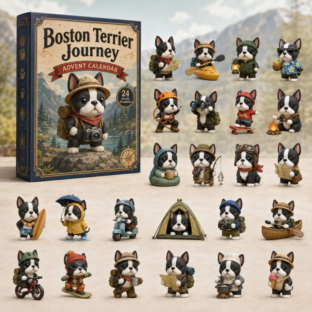 Boston Terrier Journey Countdown 2026 - 24-Day Advent Calendar With Acrylic Dog Charms, Pet Lover Gift
