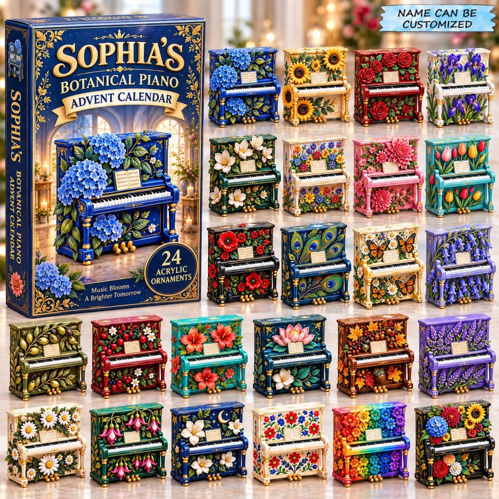 2026 Botanico Piano Advent Calendar – 24-Day Countdown With 24 Botanical Acrylic Piano Charms, Nature-Inspired Music Gift
