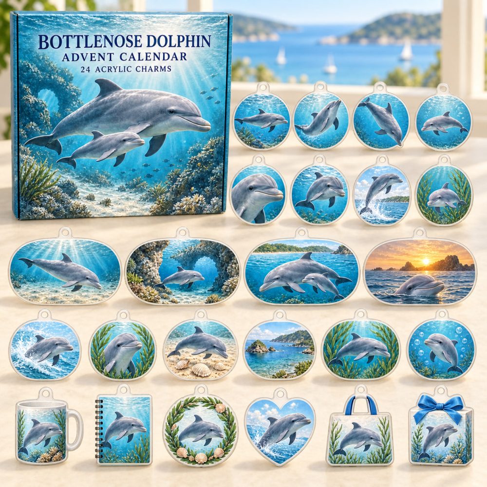 24-Day Bottlenose Dolphin Holiday Countdown — Acrylic Charm Collector Advent, Ocean-Themed Gift Box For Kids & Adults
