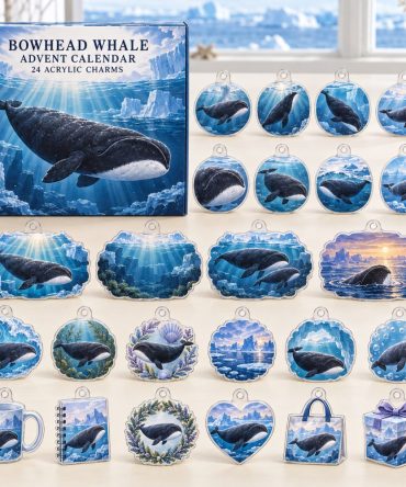 24-Day Bowhead Whale Acrylic Charm Advent Countdown — Premium Ocean-Themed Holiday Calendar Gift Set For Whale Collectors
