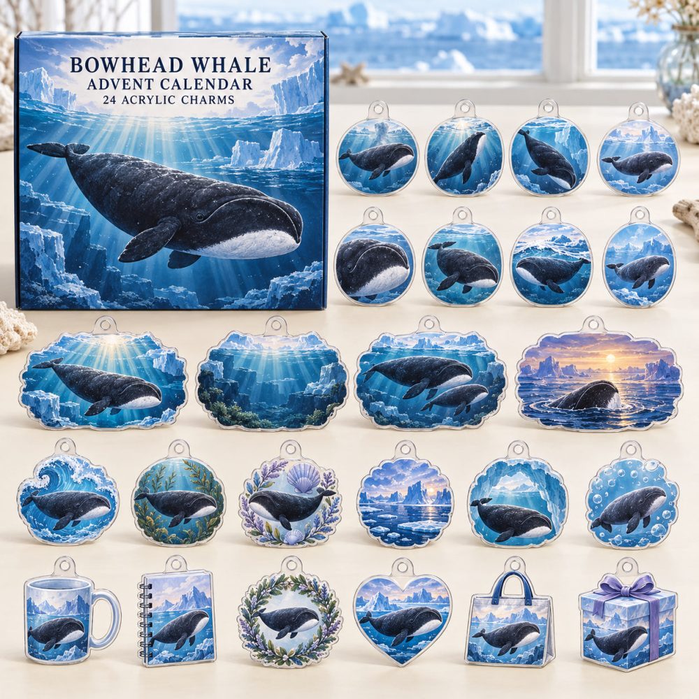 24-Day Bowhead Whale Acrylic Charm Advent Countdown — Premium Ocean-Themed Holiday Calendar Gift Set For Whale Collectors