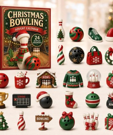 Bowling Christmas 24-Day Countdown Calendar 2026 — Acrylic Bowling Themed Charms, Holiday Gift For Bowlers & Fans
