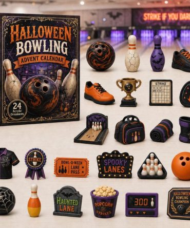 2026 Bowling Halloween Countdown Calendar - 24 Acrylic Surprise Charms, Spooky Lane Gifts & Team Player Collectibles