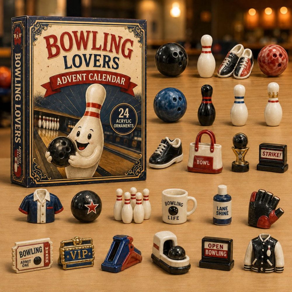 Bowling Mascot 24-Day Christmas Countdown Calendar 2026 — Cute Acrylic Charms, Perfect Holiday Gift For Bowlers
