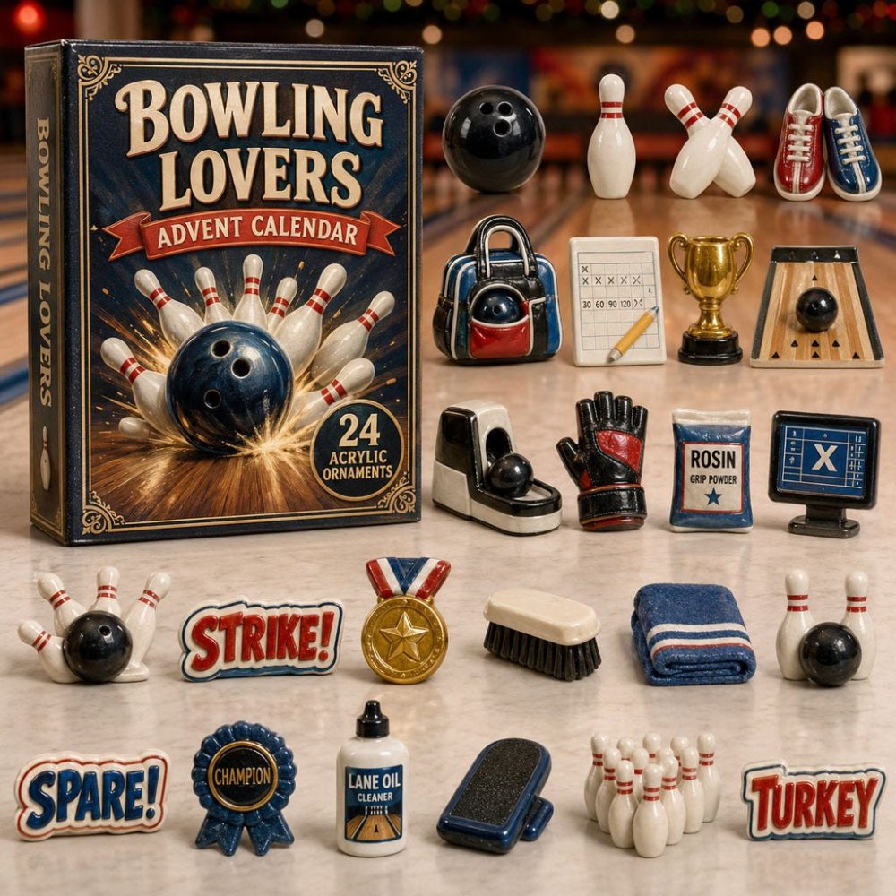 Bowling Strike 24-Day Christmas Countdown Calendar 2026 — Acrylic Bowling Charms, Fun Gift For Bowlers & Fans