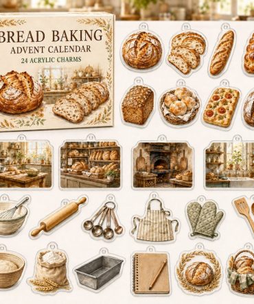 24-Day Bread Baking Charm Countdown — Acrylic Artisan Bread Mini Charms For Bakers, Holiday Gift & Decor