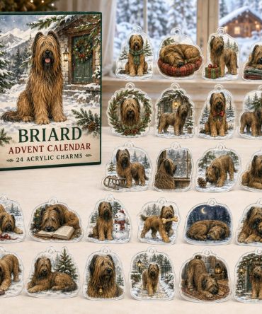 Luxury Briard Holiday Countdown Calendar - 24 Acrylic Shepherd Charms, Gift-Ready Box For Briard Lovers