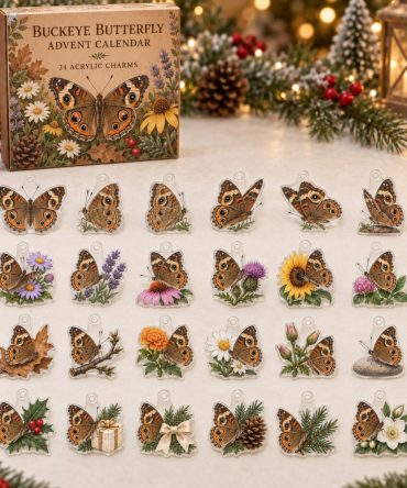 24-Day Buckeye Butterfly Acrylic Charm Advent Calendar — Colorful Butterfly Countdown Set For Gifts, Diy Jewelry & Party Favors