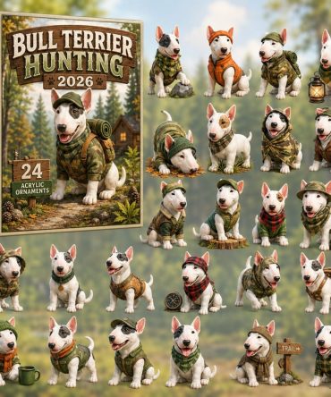 Bull Terrier Hunting 2026 Countdown - 24-Day Acrylic Charm Advent Calendar For Outdoor & Dog Enthusiasts