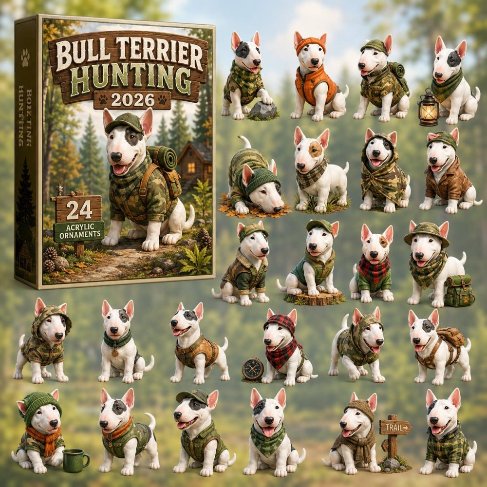 Bull Terrier Hunting 2026 Countdown - 24-Day Acrylic Charm Advent Calendar For Outdoor & Dog Enthusiasts