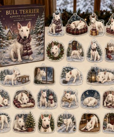 Bull Terrier Acrylic Charm Advent Calendar — 24 Holiday Dog Charms , Unique Christmas Countdown Gift For Bull Terrier Fans