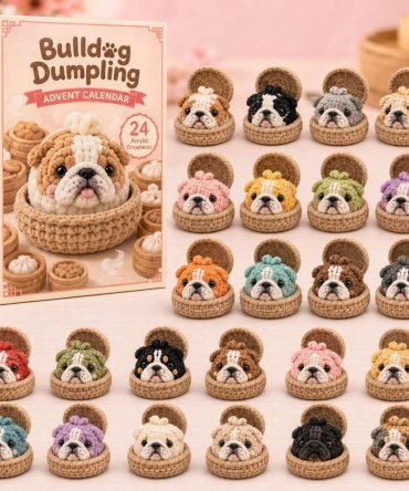 Bulldog Dumpling Crochet Advent Calendar 2026 — 24-Day Cute Bulldog Charm Countdown, Perfect Pet Lover Gift