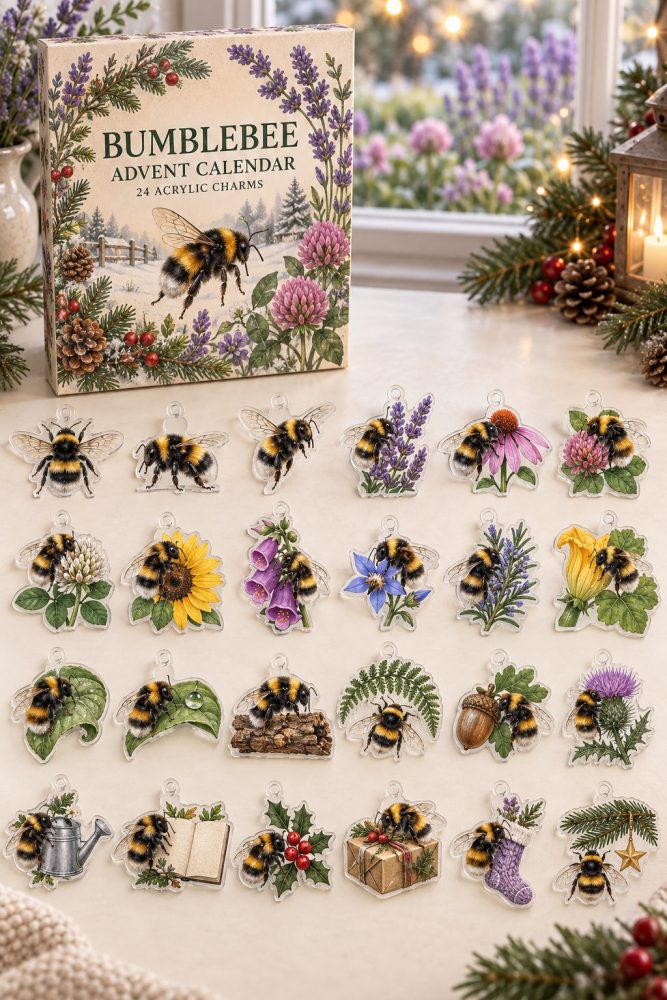 Bumblebee Charm Countdown — 24-Day Acrylic Charm Advent Set For Bee Lovers, Cute Hive Gifts & Holiday Decor